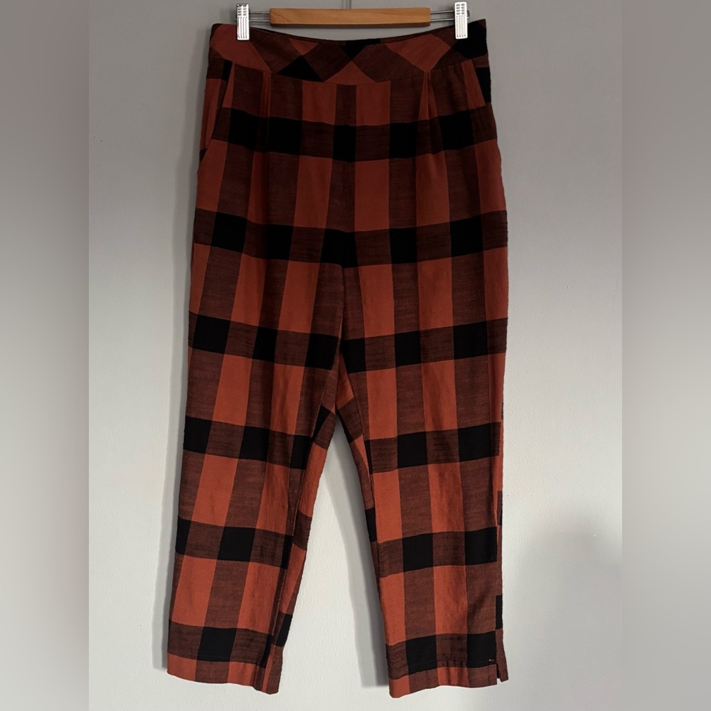Free People High Rise Sienna Clear Skies Buffalo Plaid Crop Pants Large